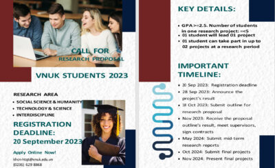 Thông báo đăng ký thực hiện đề tài Nghiên cứu Khoa học 2023 - 2024