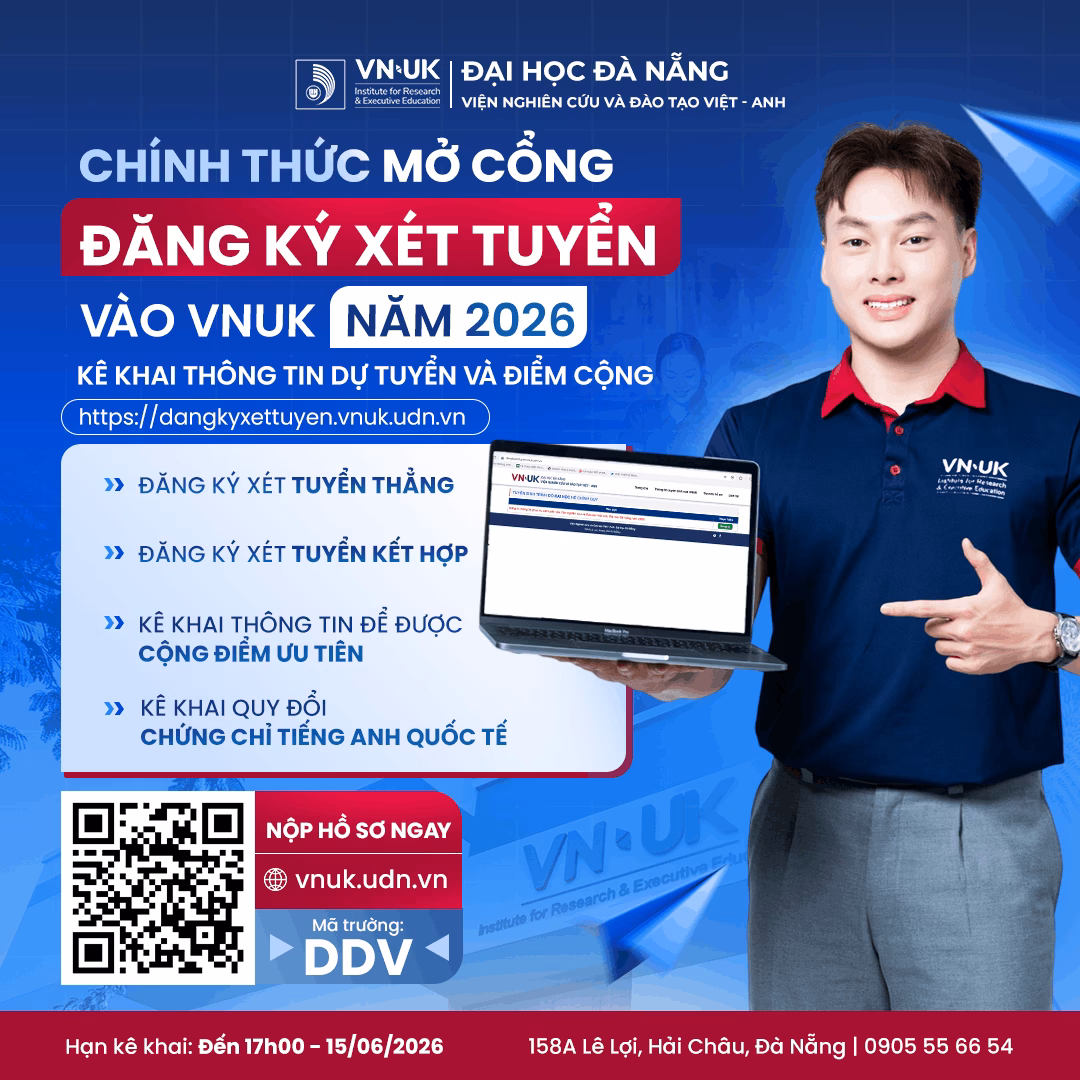 VNUK chính thức mở cổng đăng ký xét tuyển đại học chính quy 2026
