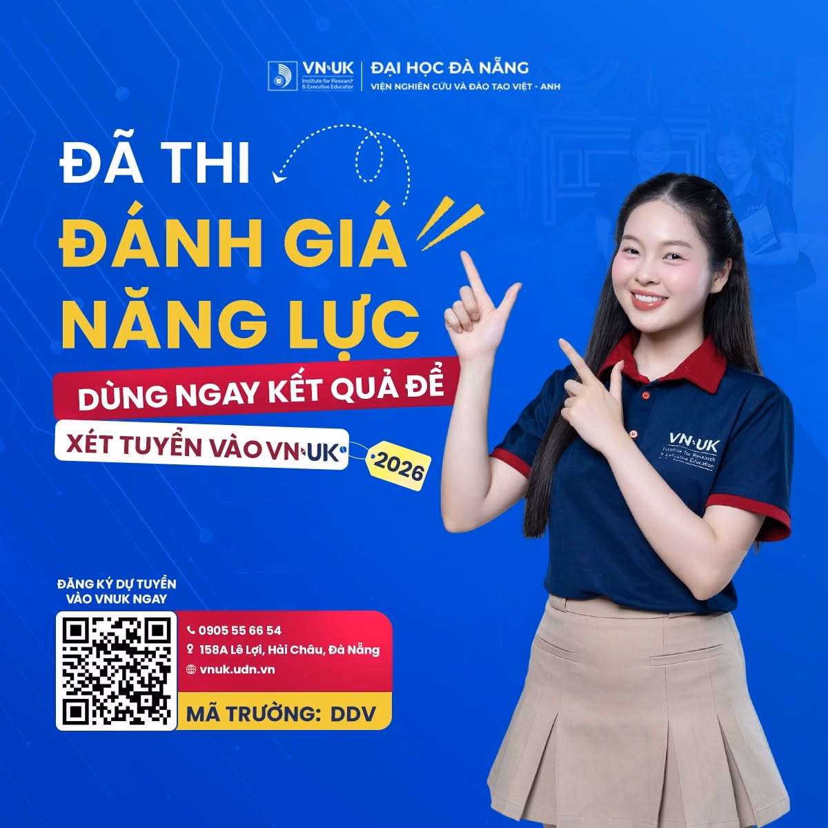 Thông báo thời hạn kê khai kết quả kỳ thi Đánh giá năng lực xét tuyển vào VNUK năm 2026